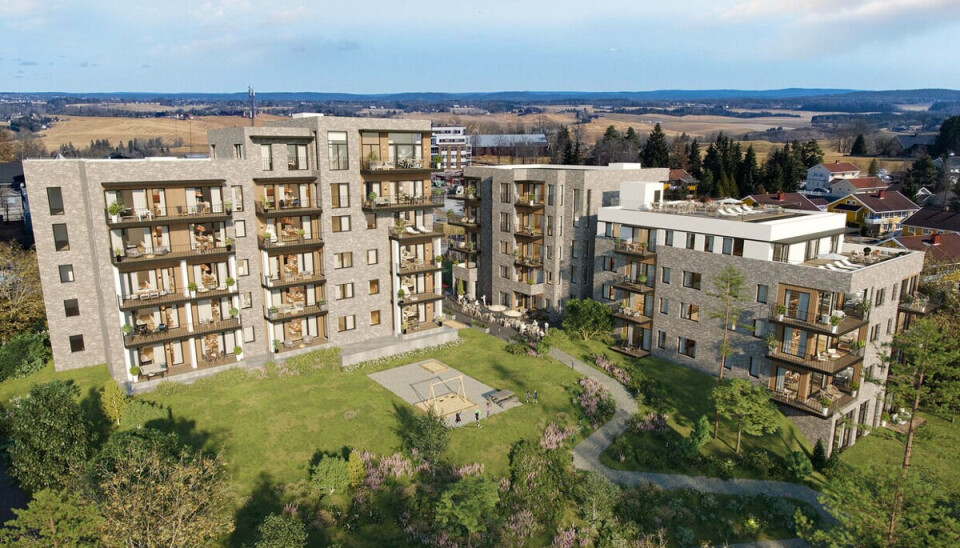 KOMMER: Slik ser utviklerne for seg boligprosjektet. Meierihagen Gjerdrum. Ill.: HRTB AS Arkitekter