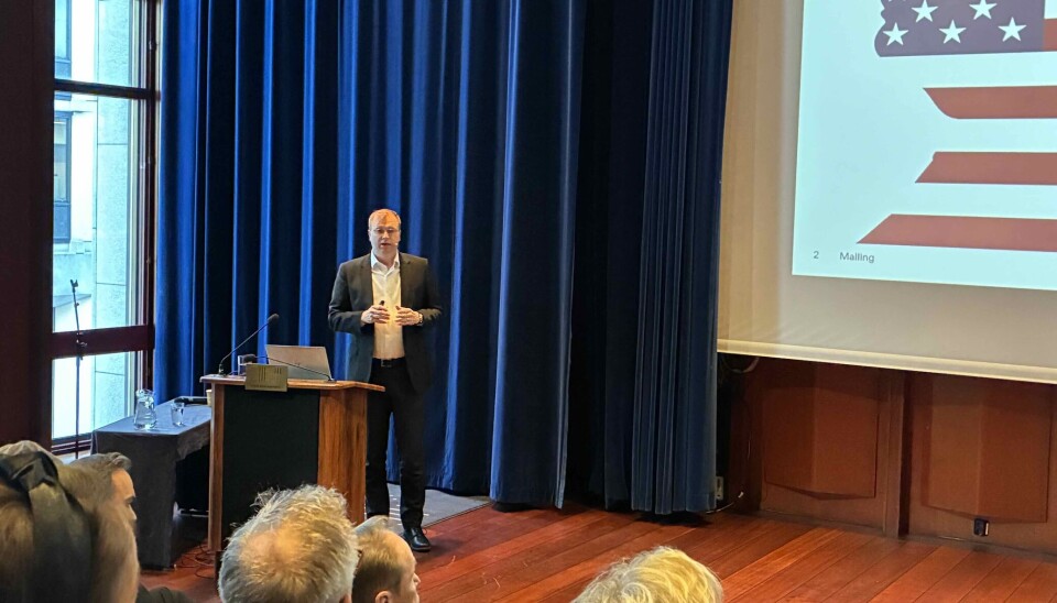 USIKKERHET: Herman Følling Ness i Malling tok også for seg usikkerheten etter gårsdagens tollnyheter fra USA.