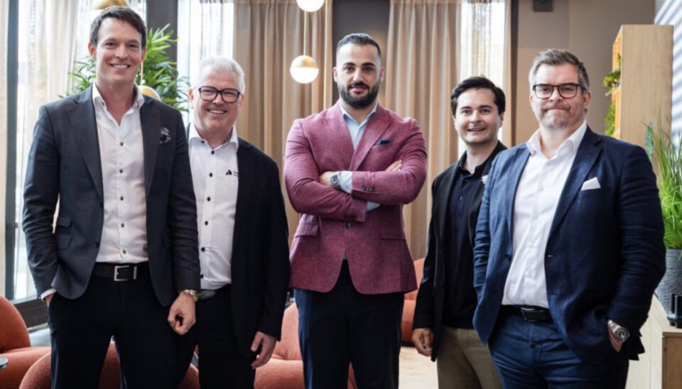 FANT TONEN: Fra venstre: Daniel Lanto (Partner Eie Trondheim), Tor Espnes (Adm. banksjef, Trøndelag Sparebank), Yasin Unal (Partner Eie Trondheim), Sebastian Johansen (Leder Forretningsutvikling og Merkevare, Trøndelag Sparebank) Andreas Forsell Lund (Daglig leder/Partner Eie Trondheim)