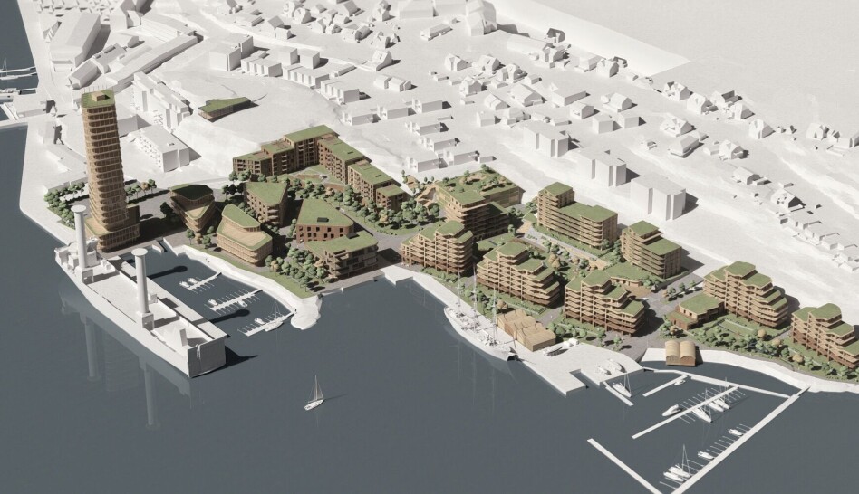 Trår til med 90 meter høyt tårn på kaia i Sandefjord