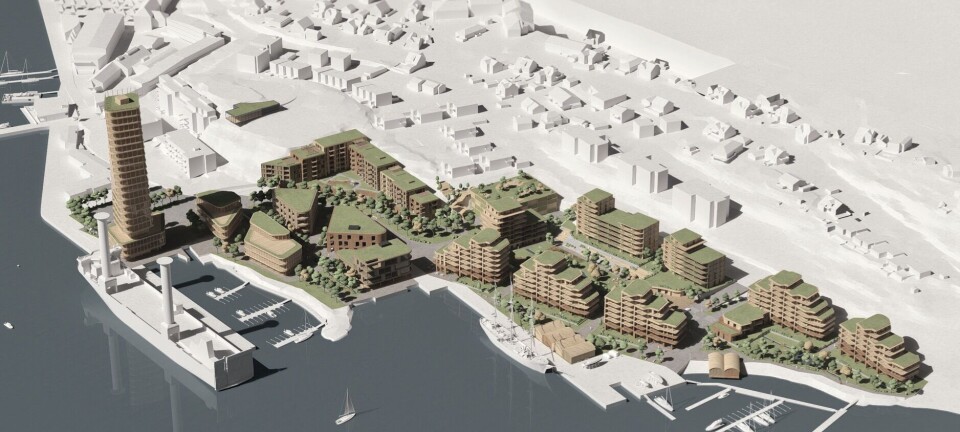 Trår til med 90 meter høyt tårn på kaia i Sandefjord