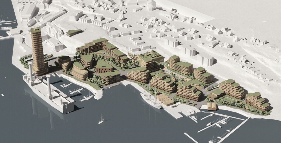 Trår til med 90 meter høyt tårn på kaia i Sandefjord