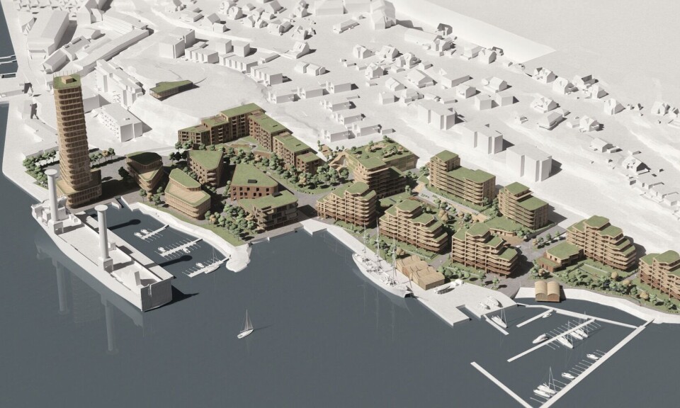 Trår til med 90 meter høyt tårn på kaia i Sandefjord