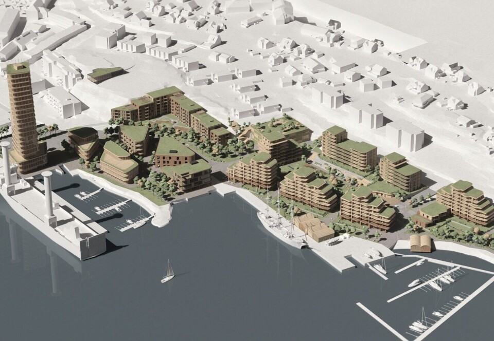 Trår til med 90 meter høyt tårn på kaia i Sandefjord