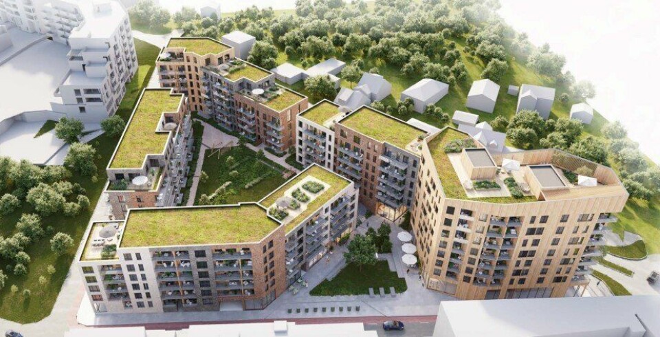 STORT: Dette er Ferds Sander Kvartal, tidligere Trekantkvartalet. Sander Kvartal. Trekantkvartalet. Skisse: Ferd